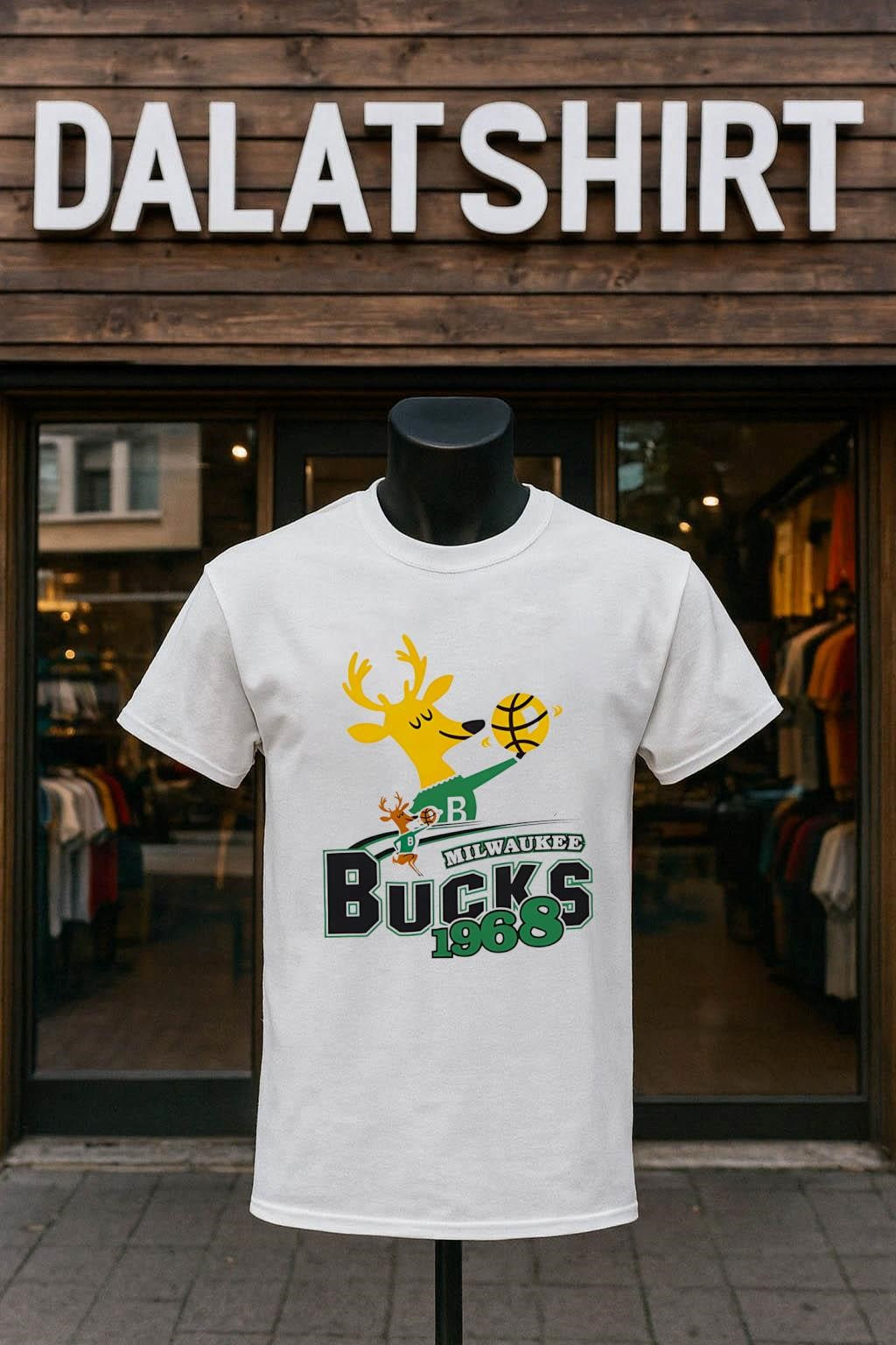 Milwaukee BUCKS 1968 Retro Cartoon Deer Mascot Logo - Adult & Kids T-Shirts, Sweatshirts & Hoodies apparel design preview 1