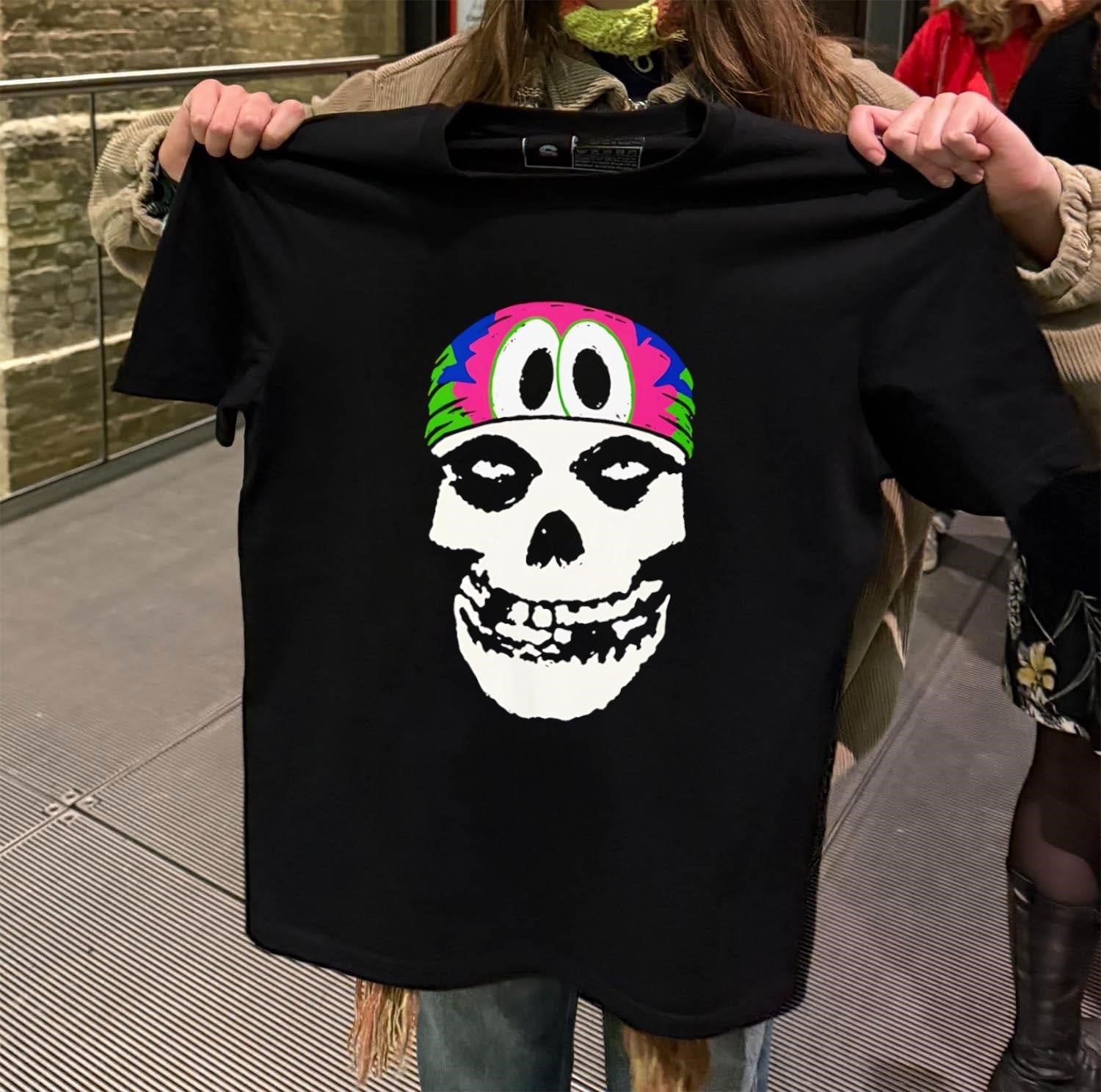 Misfits Skull Logo with Colorful Tropical Pattern - Adult & Kids T-Shirts, Sweatshirts & Hoodies apparel design preview 2