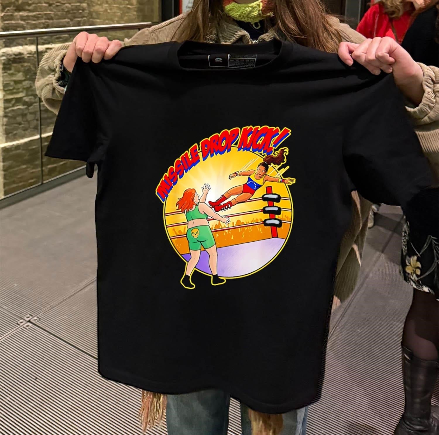 Missile Dropkick Women Wrestling Ring - Adult & Kids T-Shirts, Sweatshirts & Hoodies apparel design preview 2
