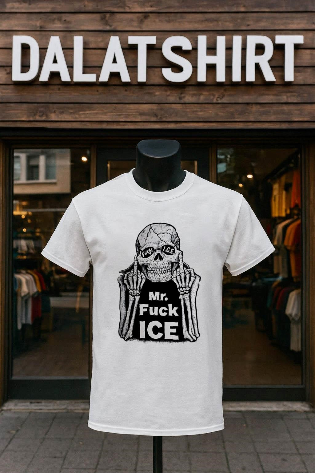 Mr Fuck ICE Skeleton Skull Middle Fingers Political - Adult & Kids T-Shirts, Sweatshirts & Hoodies apparel design preview 1