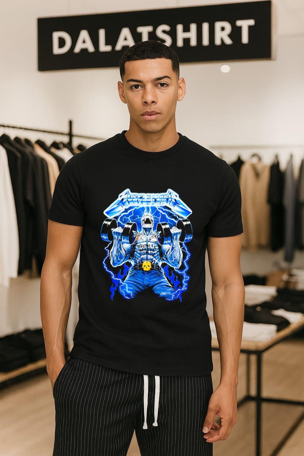 Muscle Mafia Skeleton Weightlifter Lifting Dumbbells - Adult & Kids T-Shirts, Sweatshirts & Hoodies apparel design preview 1