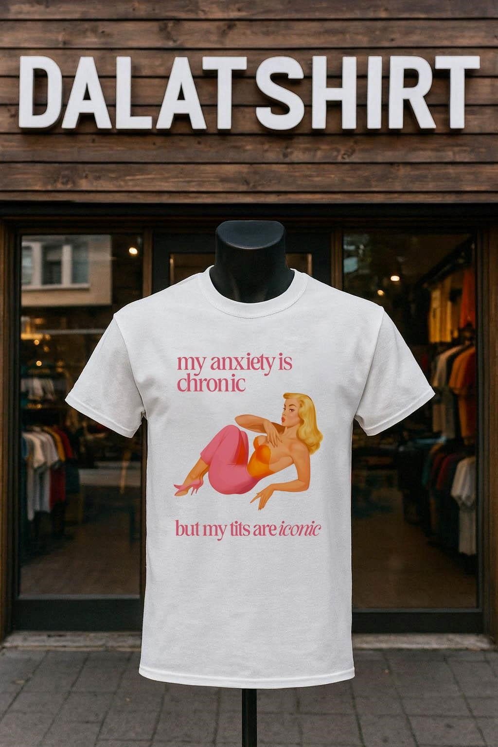 My Anxiety Is Chronic But Tits Are Iconic - Adult & Kids T-Shirts, Sweatshirts & Hoodies apparel design preview 1