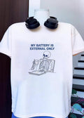 My Battery Is External Only Skeleton Drinking Coffee - Adult & Kids T-Shirts, Sweatshirts & Hoodies apparel design preview 1