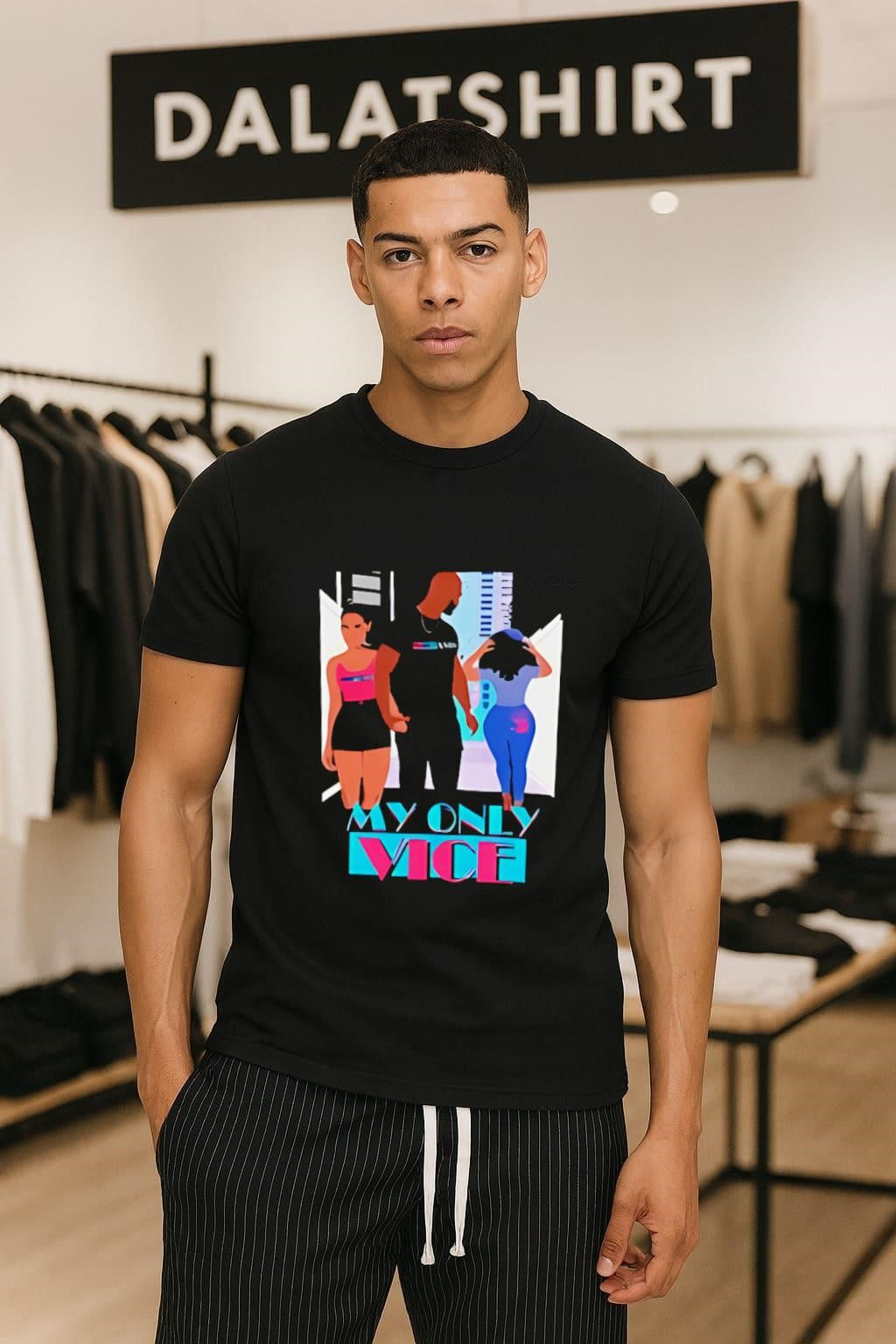 My Only Vice urban couple streetwear illustration - Adult & Kids T-Shirts, Sweatshirts & Hoodies apparel design preview 1