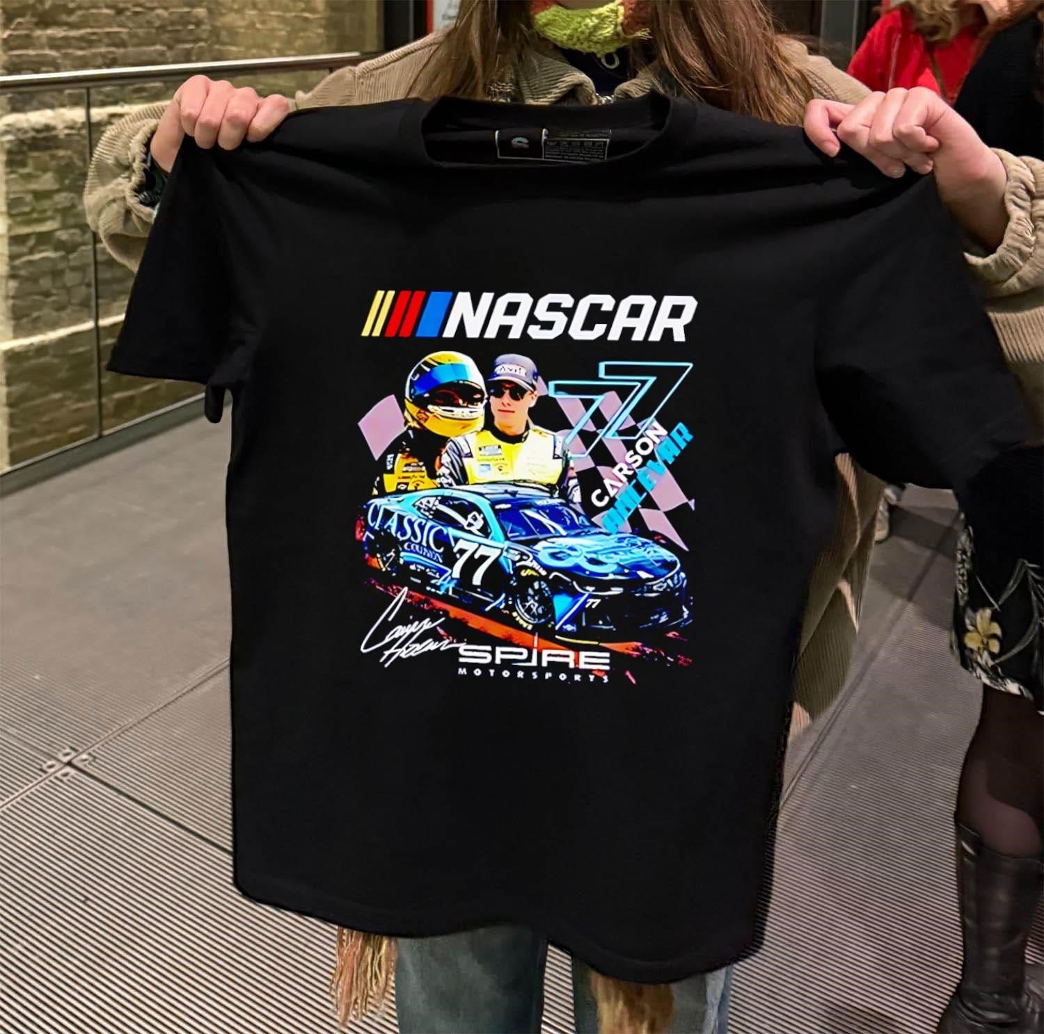 NASCAR Carson Hocevar Spire Motorsports Racing Car - Adult & Kids T-Shirts, Sweatshirts & Hoodies apparel design preview 2