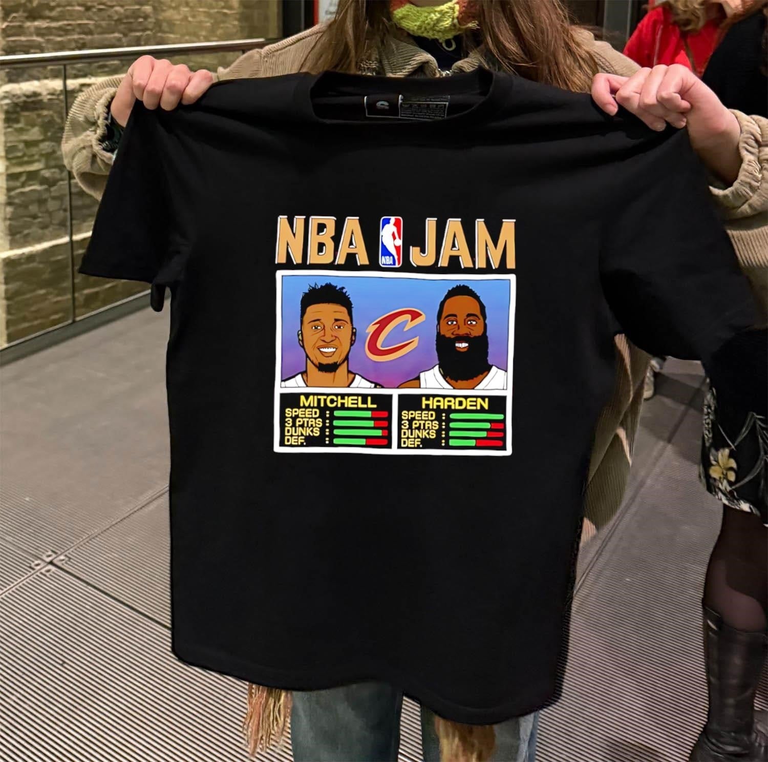 NBA Jam Cleveland Cavaliers Mitchell and Harden - Adult & Kids T-Shirts, Sweatshirts & Hoodies apparel design preview 2