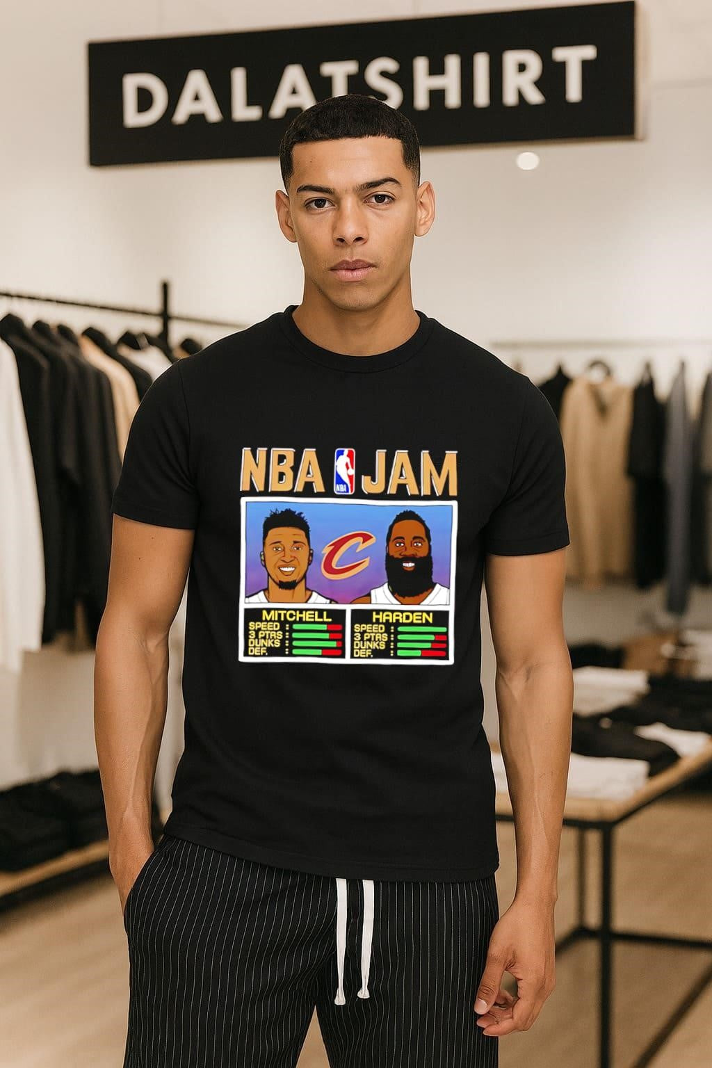 NBA Jam Cleveland Cavaliers Mitchell and Harden - Adult & Kids T-Shirts, Sweatshirts & Hoodies apparel design preview 1