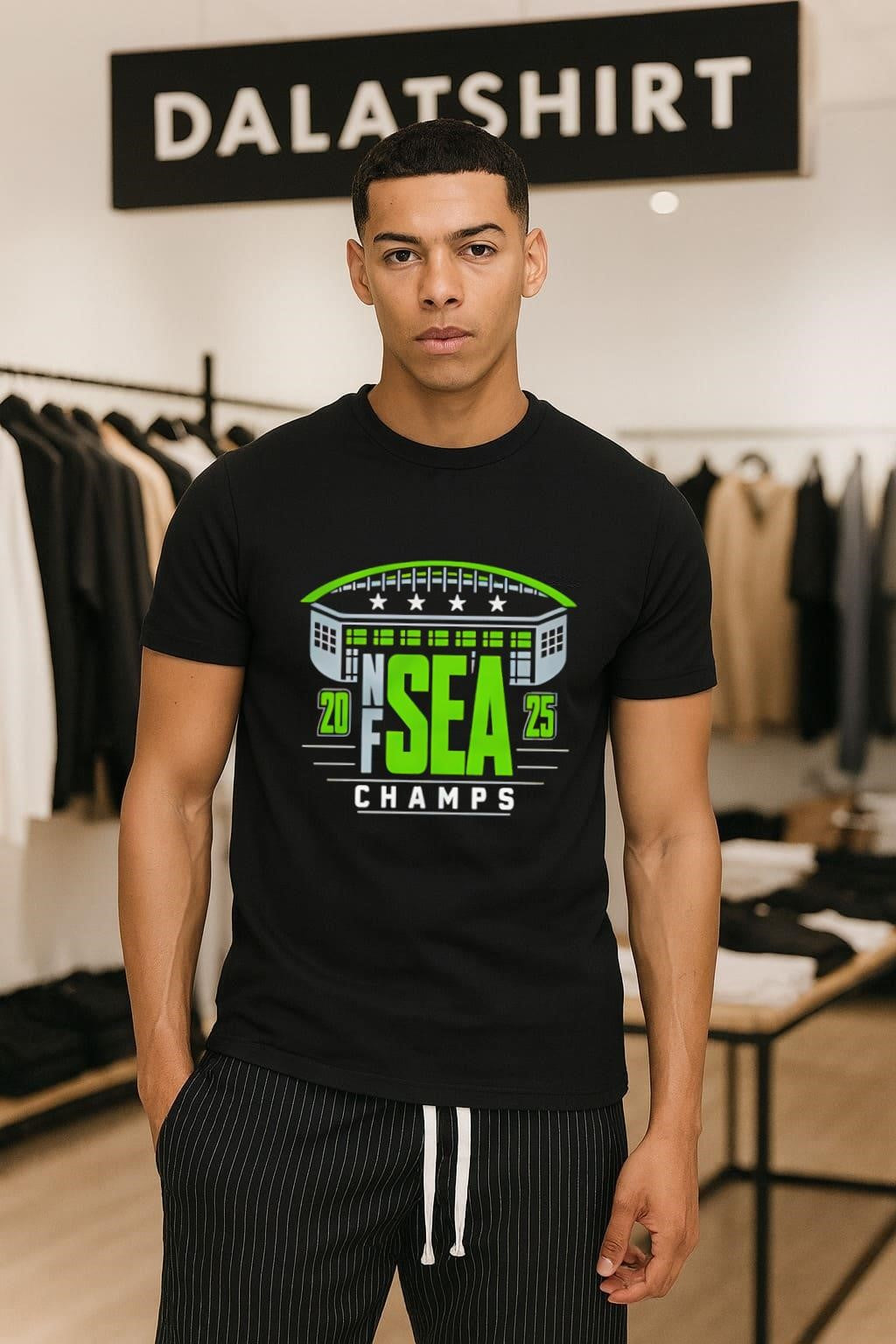 NFC West SEA Seattle 2025 Champions Stadium Stars - Adult & Kids T-Shirts, Sweatshirts & Hoodies apparel design preview 1