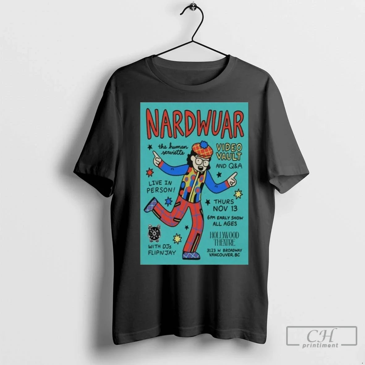 Nardwuar Hollywood Theatre Vancouver Nov 13 2025 - Adult & Kids T-Shirts, Sweatshirts & Hoodies apparel design preview 1