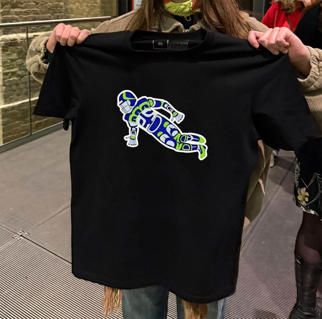 Native American Formline Art Football Player Action - Adult & Kids T-Shirts, Sweatshirts & Hoodies apparel design preview 2