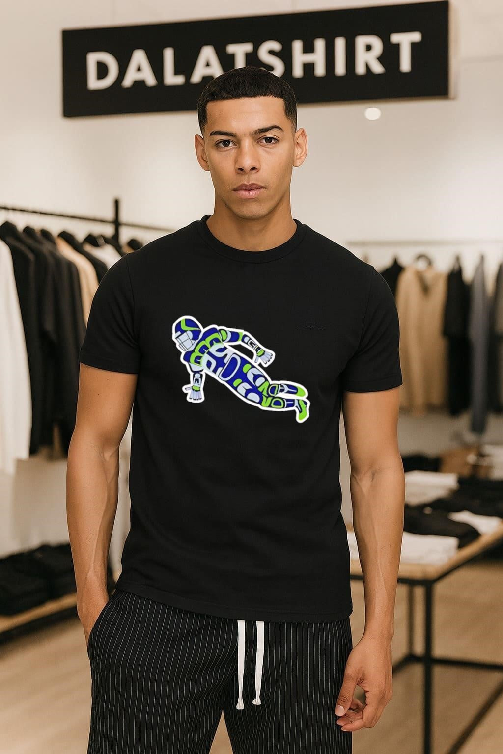 Native American Formline Art Football Player Action - Adult & Kids T-Shirts, Sweatshirts & Hoodies apparel design preview 1