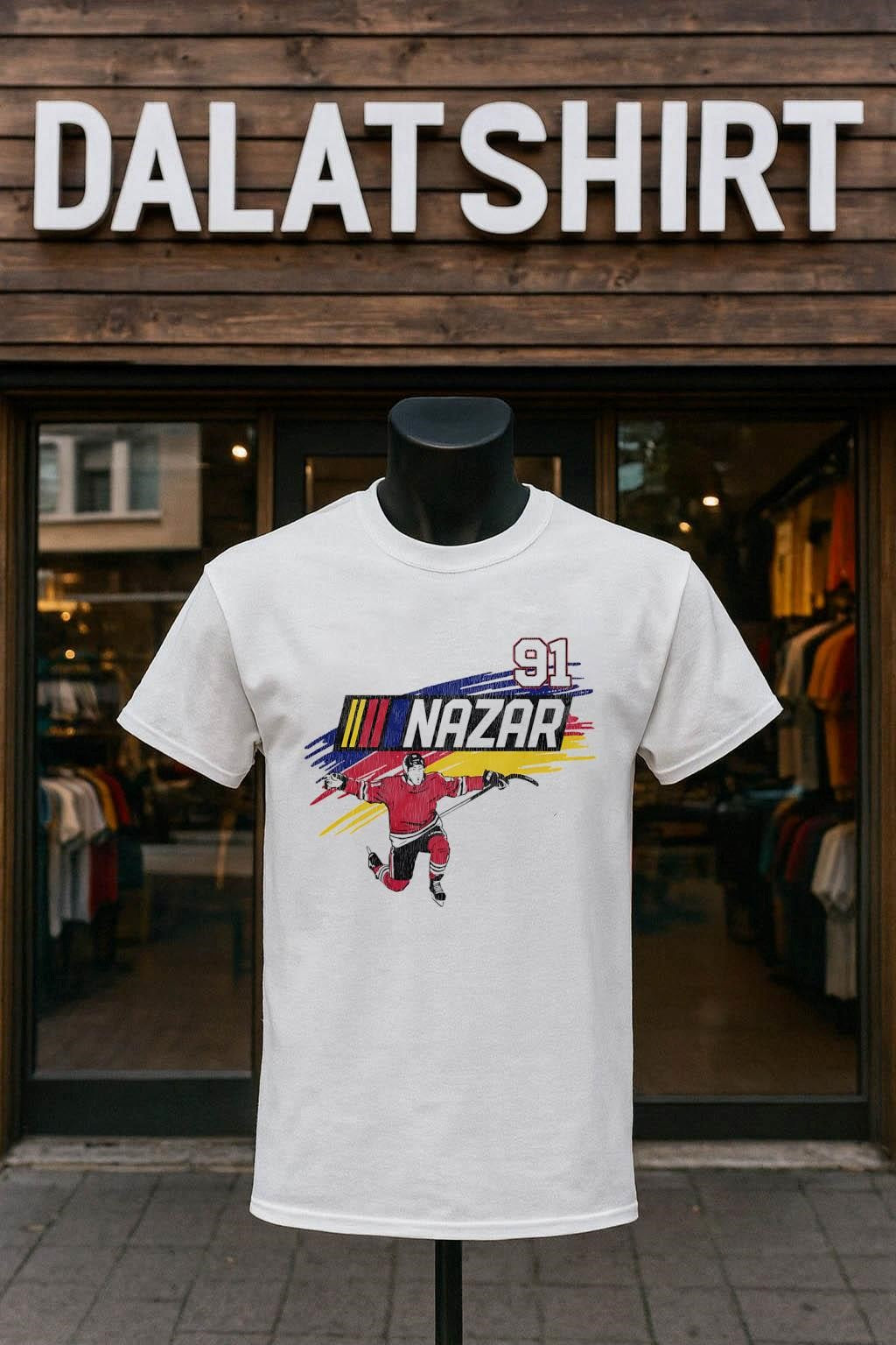 Nazar 91 Chicago Hockey Player Celebration Abstract - Adult & Kids T-Shirts, Sweatshirts & Hoodies apparel design preview 1