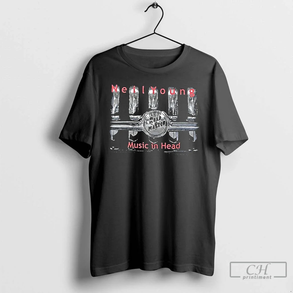 Neil Young Music In Head Tour Cities Vintage - Adult & Kids T-Shirts, Sweatshirts & Hoodies apparel design preview 1
