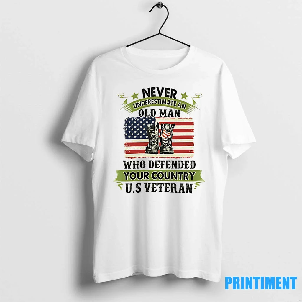 Never Underestimate An Old Man Who Defended Your - Adult & Kids T-Shirts, Sweatshirts & Hoodies apparel design preview 1