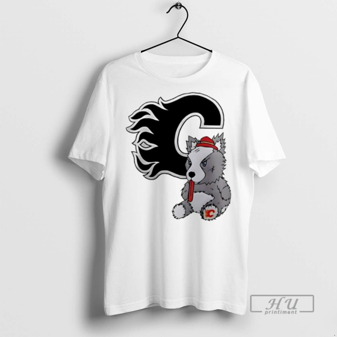 New Calgary Flames Harvey The Hound Mascot Logo - Adult & Kids T-Shirts, Sweatshirts & Hoodies apparel design preview 1