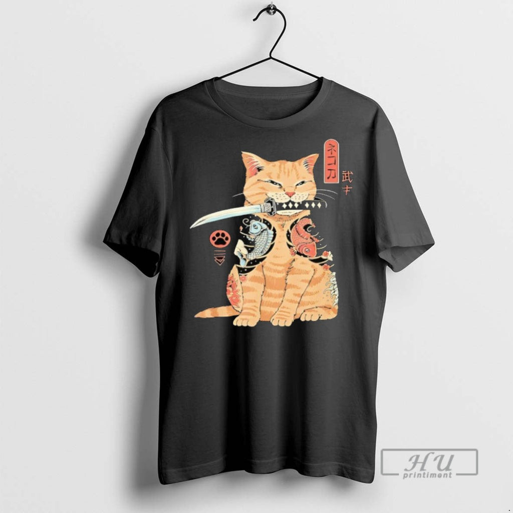 New Cats Japanese Samurai Ninja Cat Kawaii Tattoo - Adult & Kids T-Shirts, Sweatshirts & Hoodies apparel design preview 1