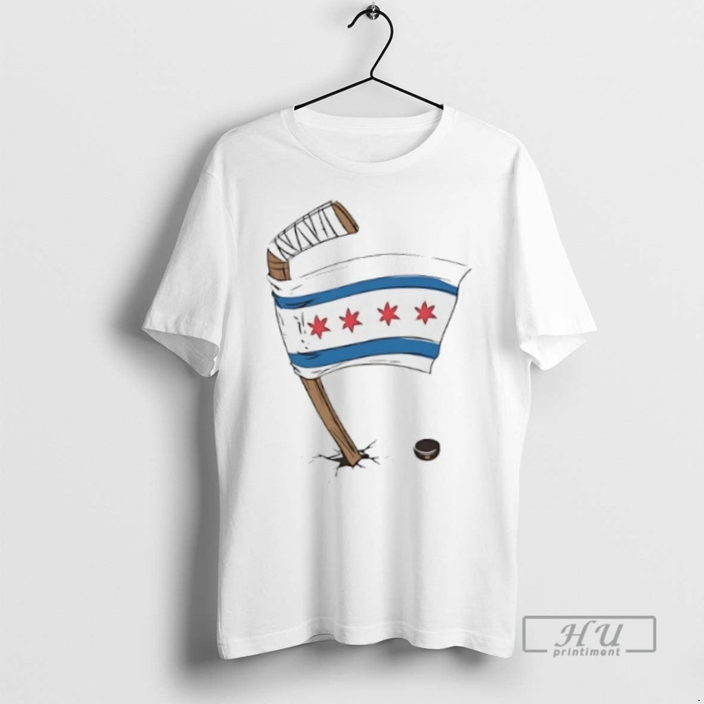 New Chicago Hockey Flag - Adult & Kids T-Shirts, Sweatshirts & Hoodies apparel design preview 1