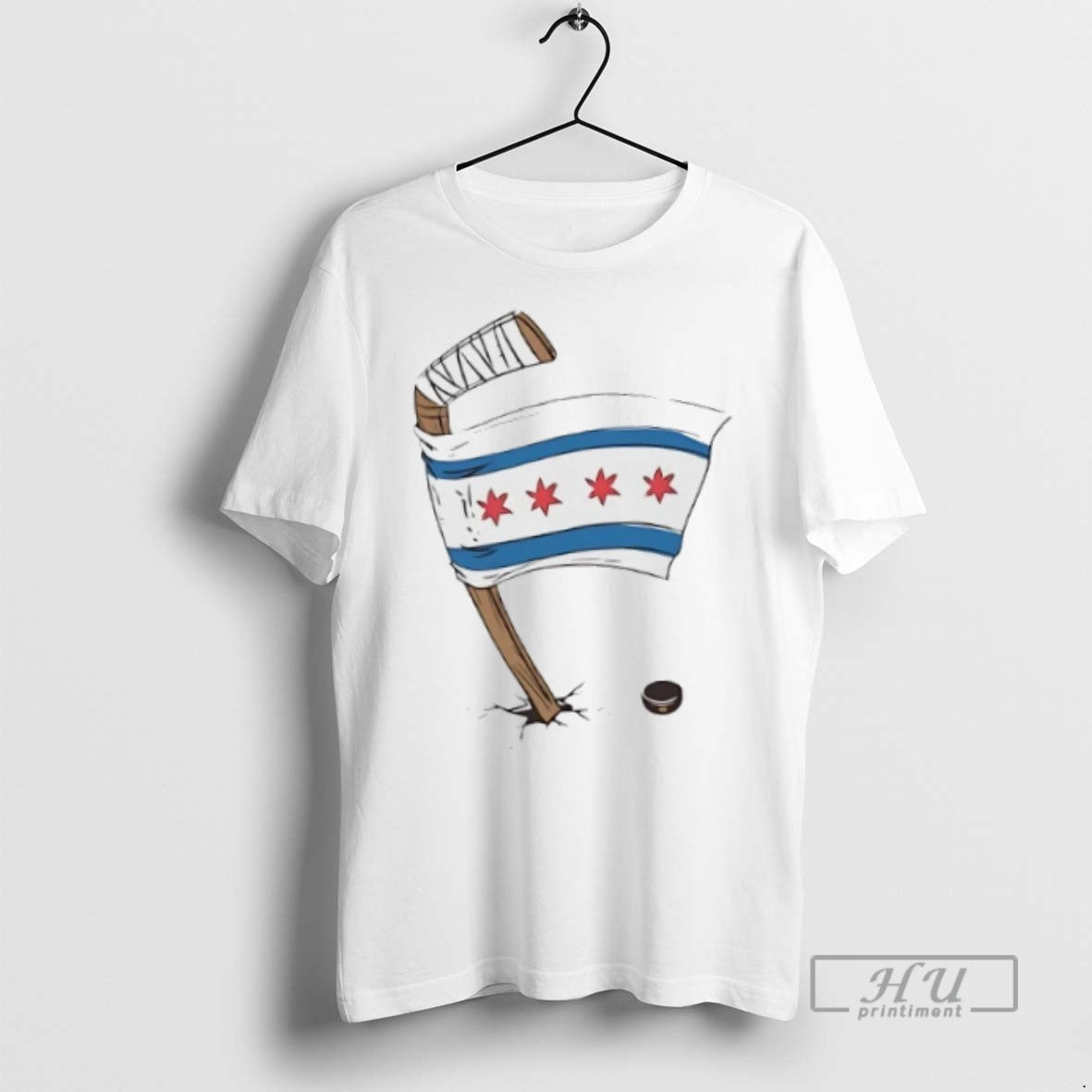 New Chicago Hockey Flag - Adult & Kids T-Shirts, Sweatshirts & Hoodies apparel design preview 1