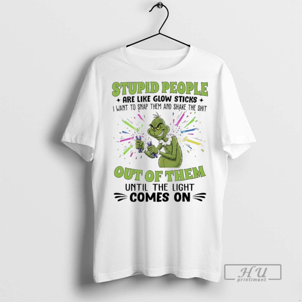 New Grinch Christmas Stupid People Are Like Glow - Adult & Kids T-Shirts, Sweatshirts & Hoodies apparel design preview 1