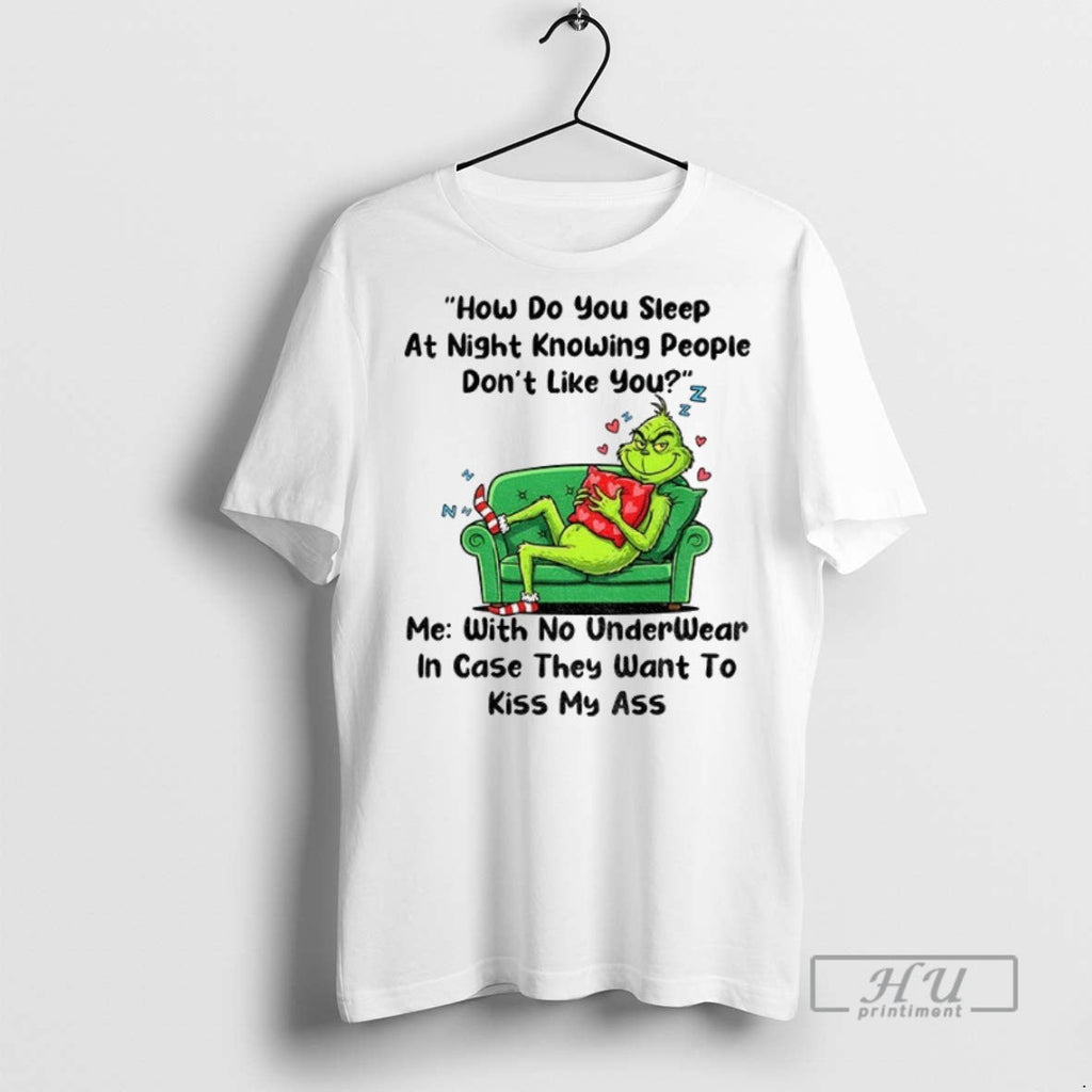 New Grinch How Do You Sleep At Night Knowing People - Adult & Kids T-Shirts, Sweatshirts & Hoodies apparel design preview 1