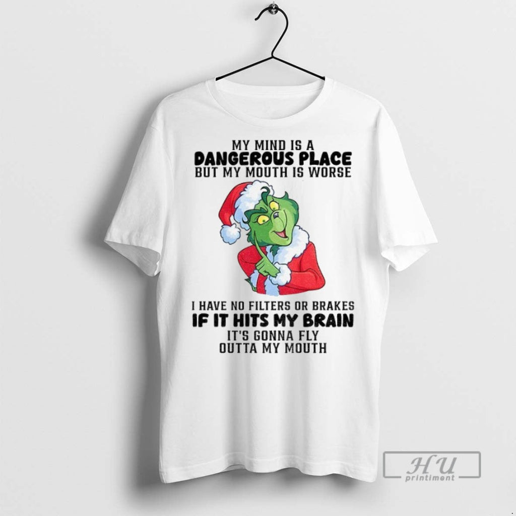 New Grinch My Mind Is A Dangerous Place But Mouth - Adult & Kids T-Shirts, Sweatshirts & Hoodies apparel design preview 1