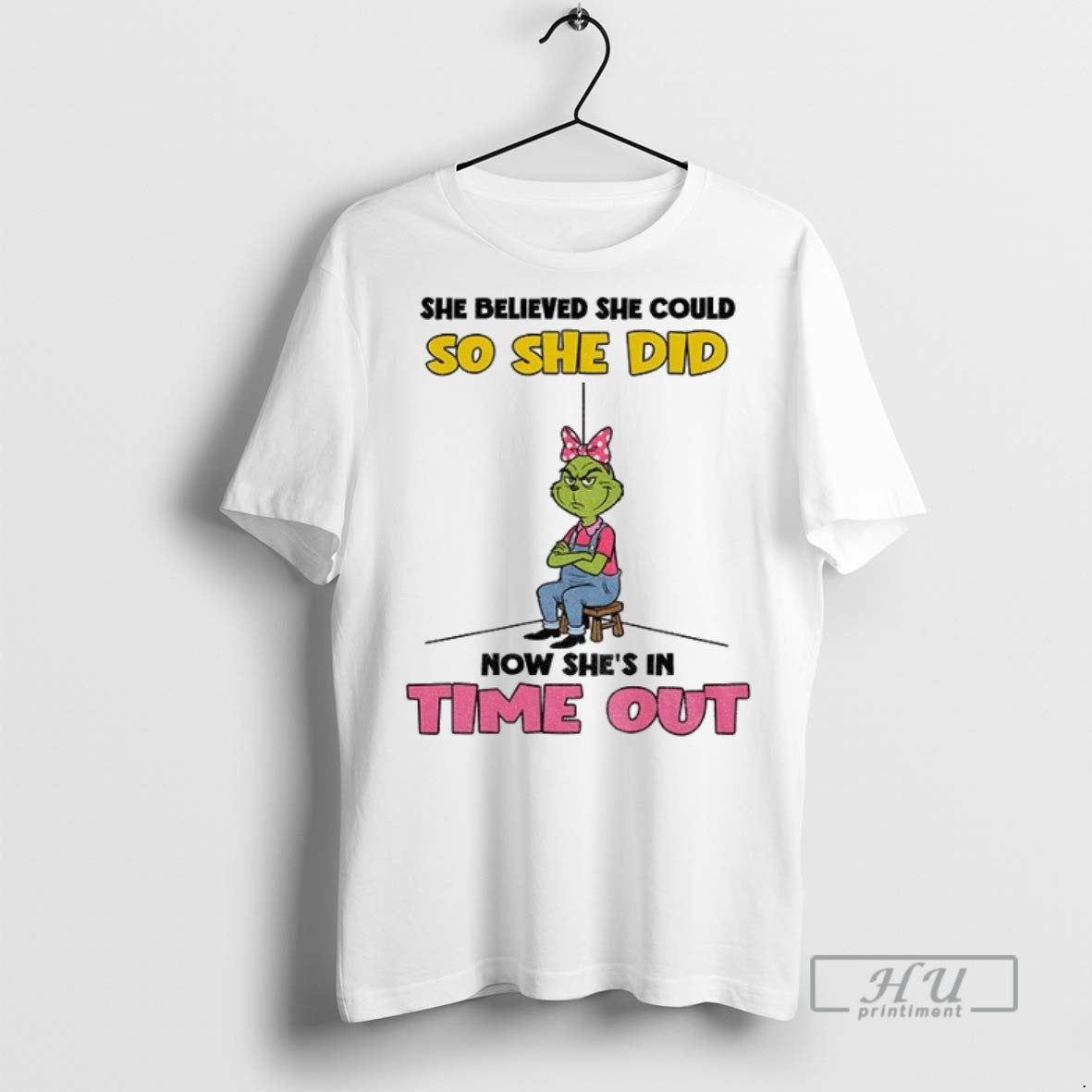 New Grinch She Believed Could So Did Now Shes In Time - Adult & Kids T-Shirts, Sweatshirts & Hoodies apparel design preview 1