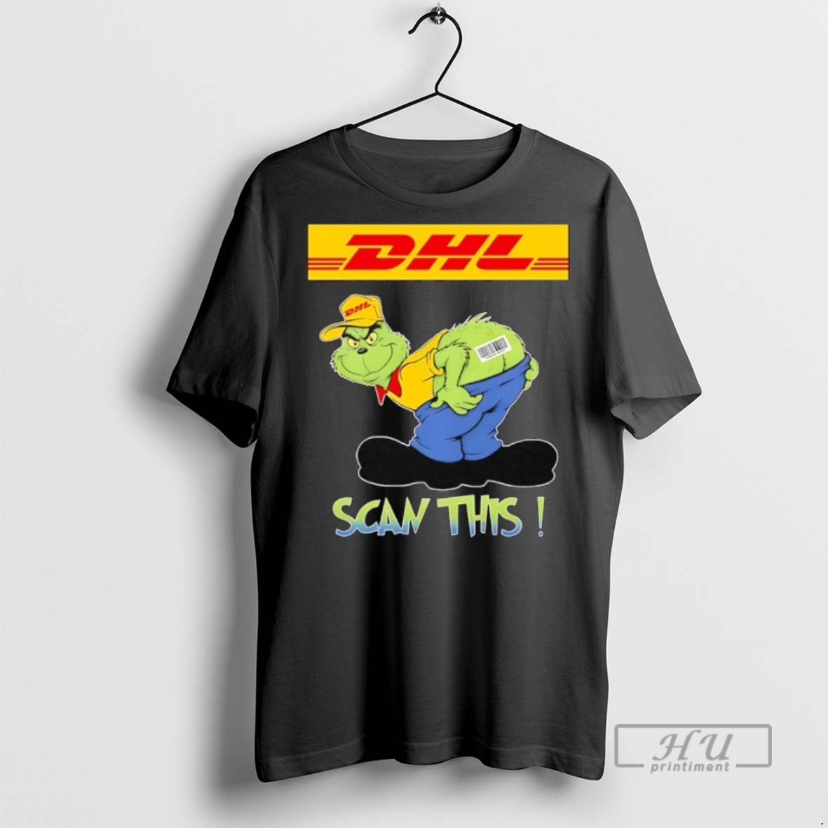 New Grinch Vs Dhl Logo Scan This - Adult & Kids T-Shirts, Sweatshirts & Hoodies apparel design preview 1