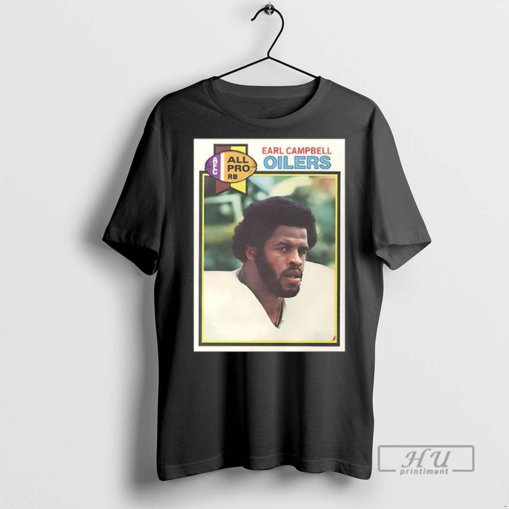 New Houston Oilers Earl Campbell Trading Card - Adult & Kids T-Shirts, Sweatshirts & Hoodies apparel design preview 1