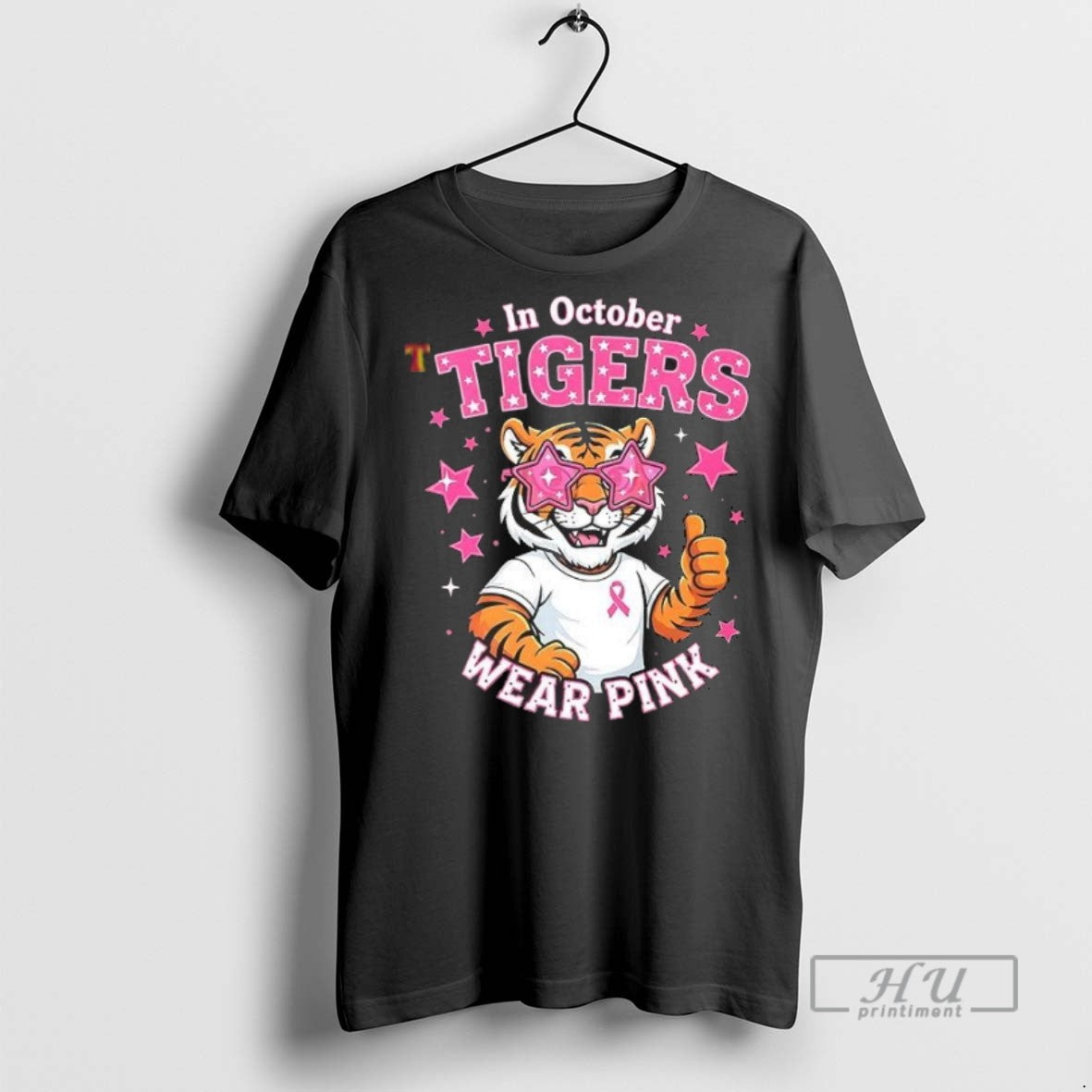 New In October Tigers Wear Pink Breast Cancer - Adult & Kids T-Shirts, Sweatshirts & Hoodies apparel design preview 1