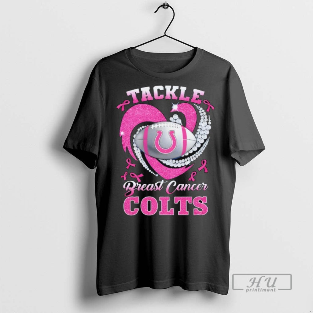 New Indianapolis Colts Breast Cancer Awareness Tackle - Adult & Kids T-Shirts, Sweatshirts & Hoodies apparel design preview 1