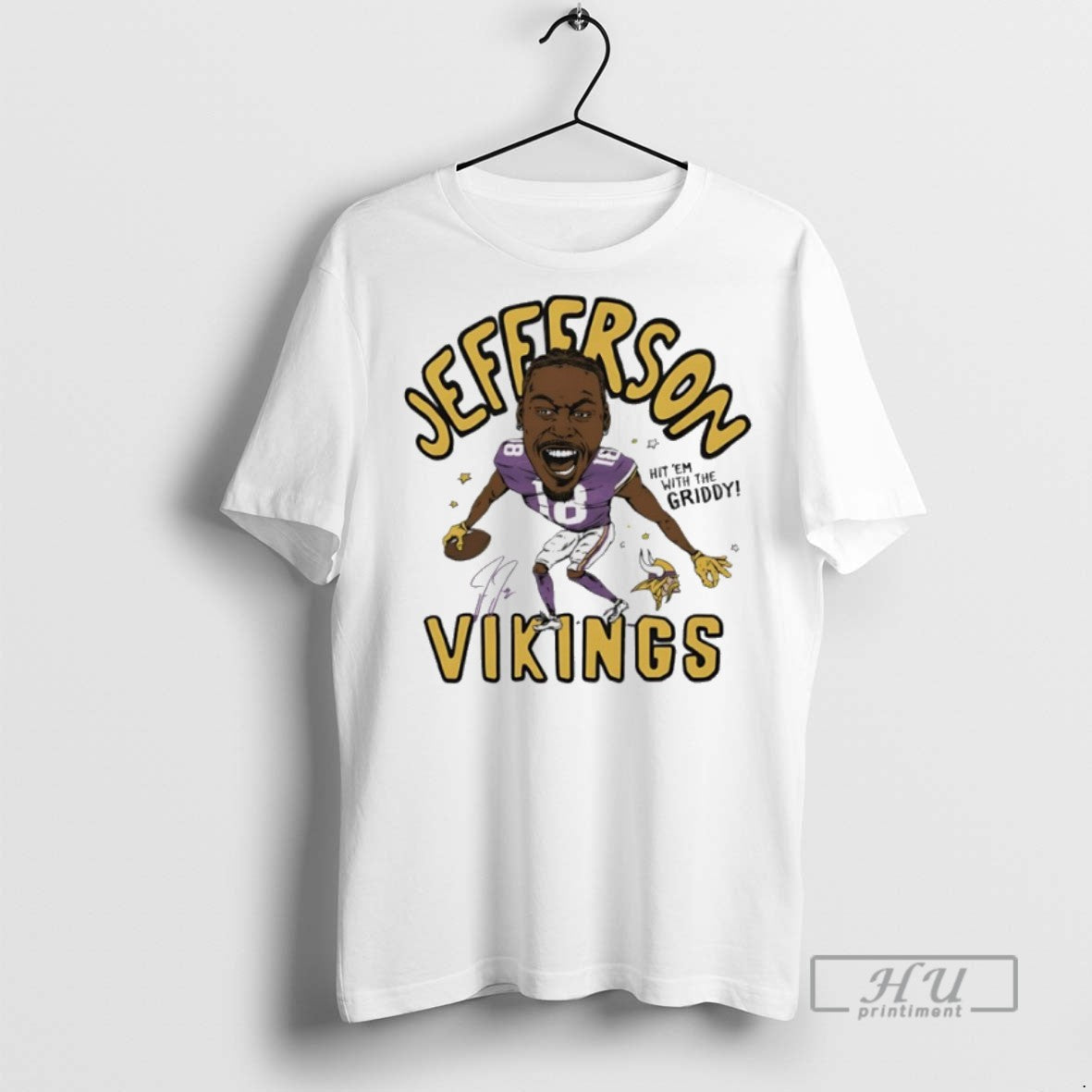 New Justin Jefferson Hit Em With The Griddy Minnesota - Adult & Kids T-Shirts, Sweatshirts & Hoodies apparel design preview 1
