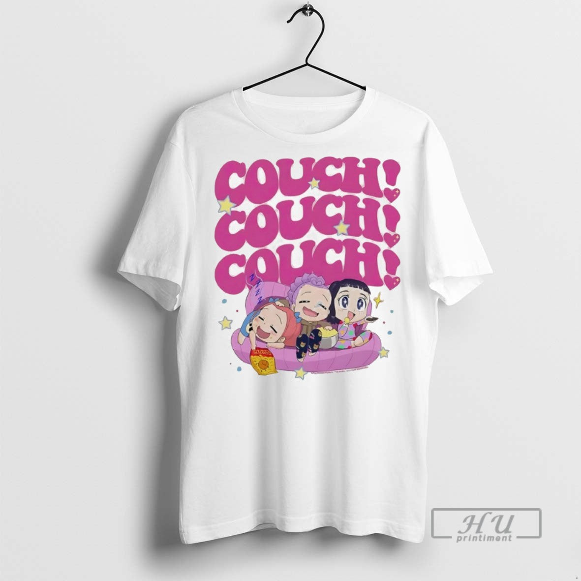 New Kpop Demon Hunters Huntrix Chibi Couch Snacking - Adult & Kids T-Shirts, Sweatshirts & Hoodies apparel design preview 1