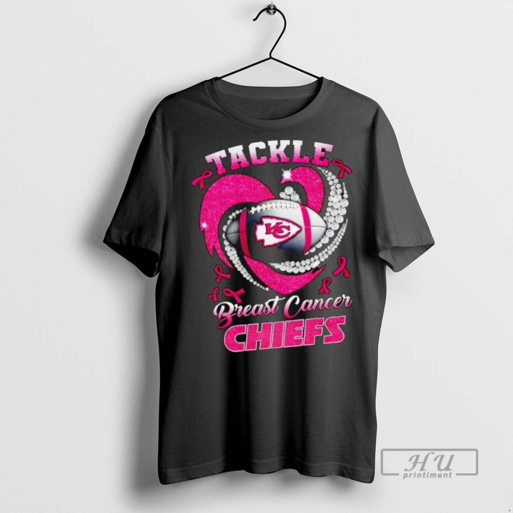 New Kansas City Chiefs Breast Cancer Awareness Tackle - Adult & Kids T-Shirts, Sweatshirts & Hoodies apparel design preview 1