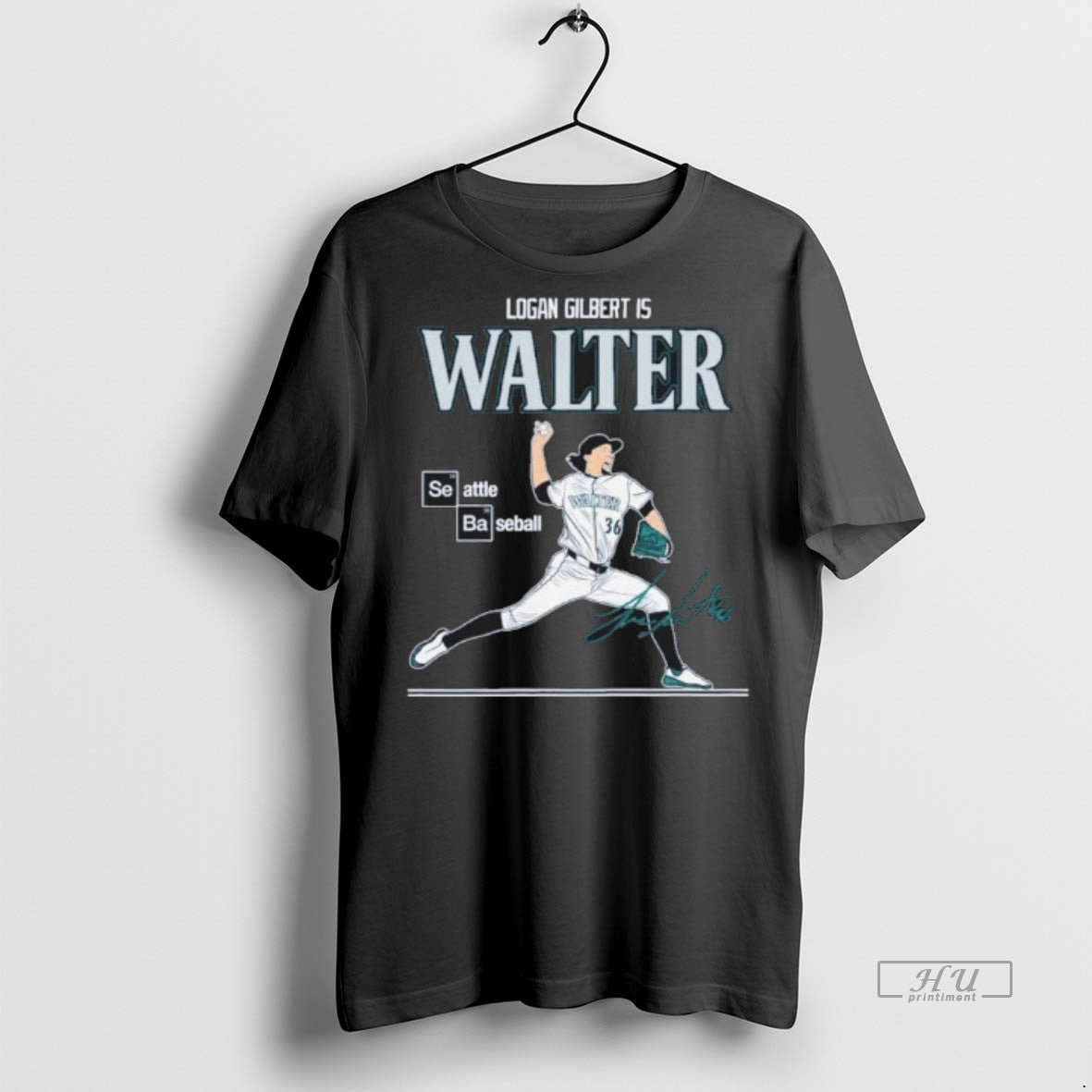 New Logan Gilbert Is Walter Seattle Baseball Graphic - Adult & Kids T-Shirts, Sweatshirts & Hoodies apparel design preview 1