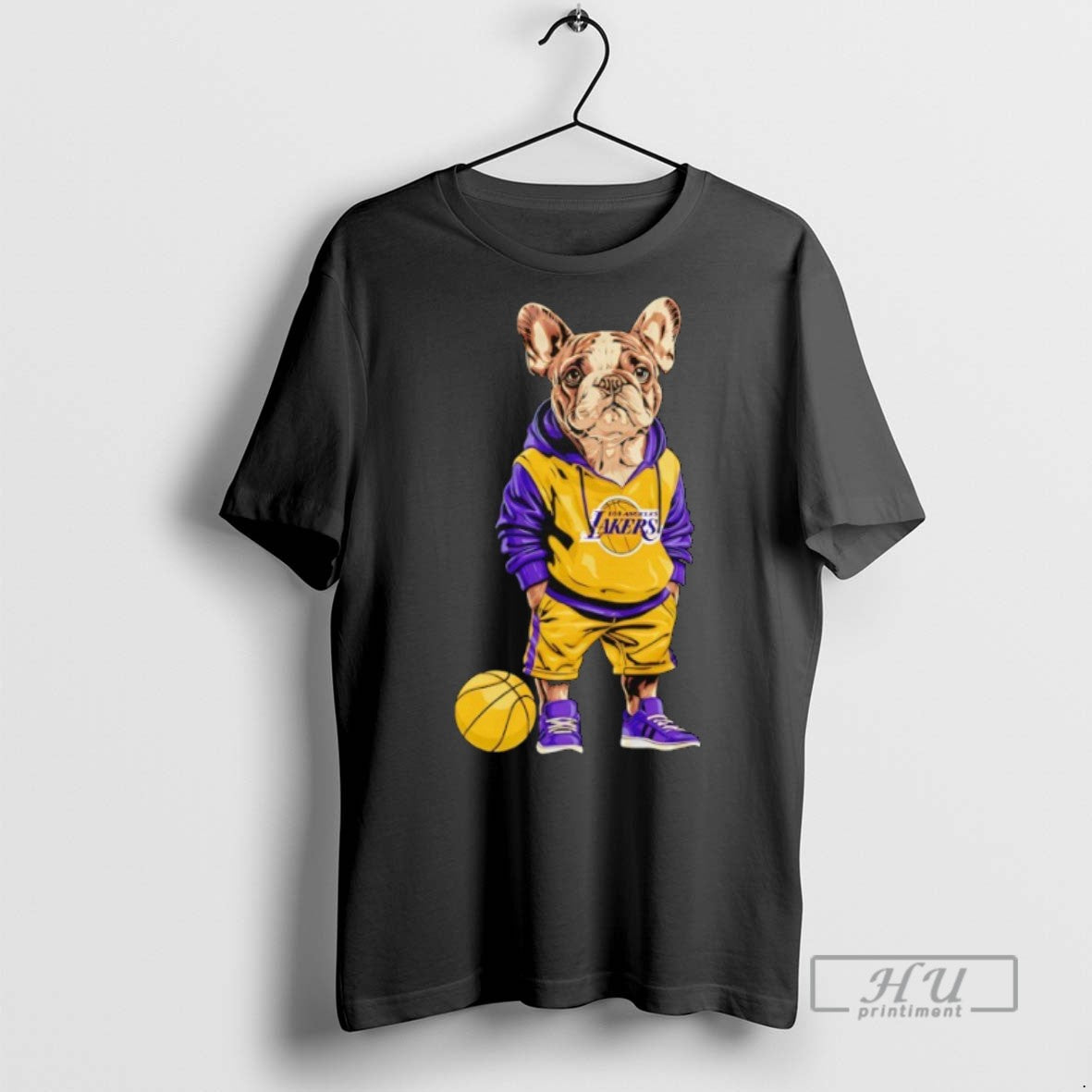 New Los Angeles Lakers X Bulldog Hoop Dogs - Adult & Kids T-Shirts, Sweatshirts & Hoodies apparel design preview 1
