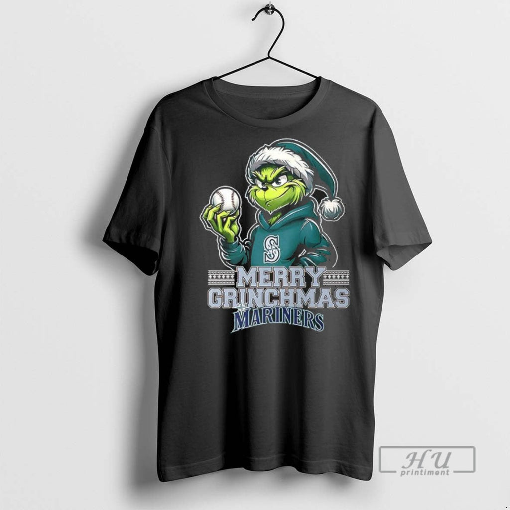 New Merry Grinchmas Seattle Mariners - Adult & Kids T-Shirts, Sweatshirts & Hoodies apparel design preview 1