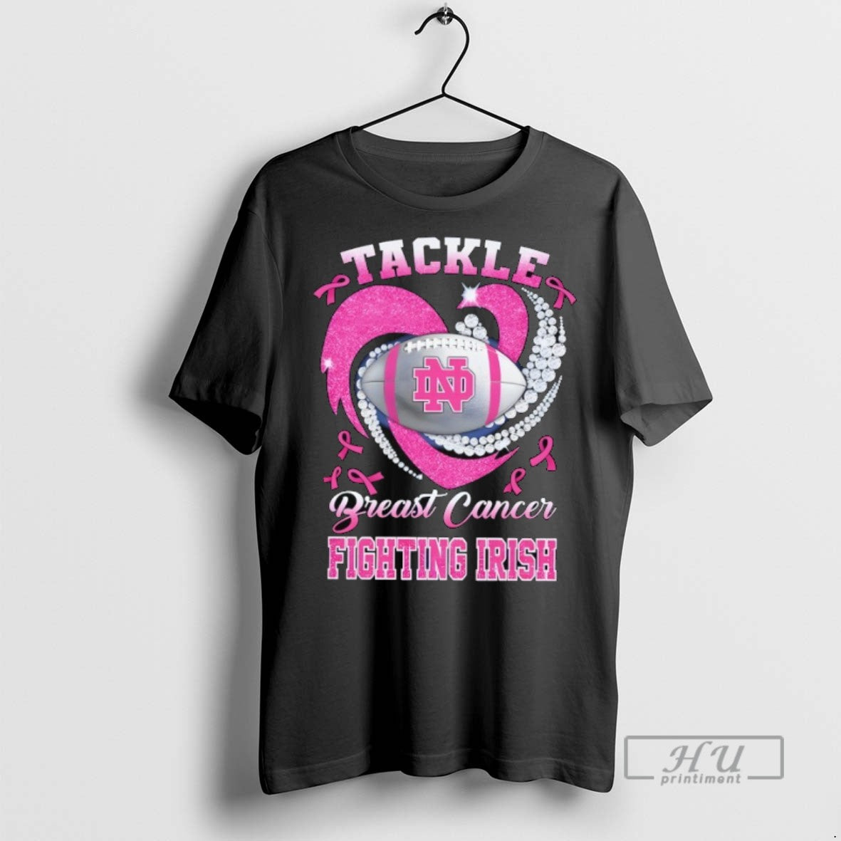 New Notre Dame Fighting Irish Breast Cancer Awareness - Adult & Kids T-Shirts, Sweatshirts & Hoodies apparel design preview 1