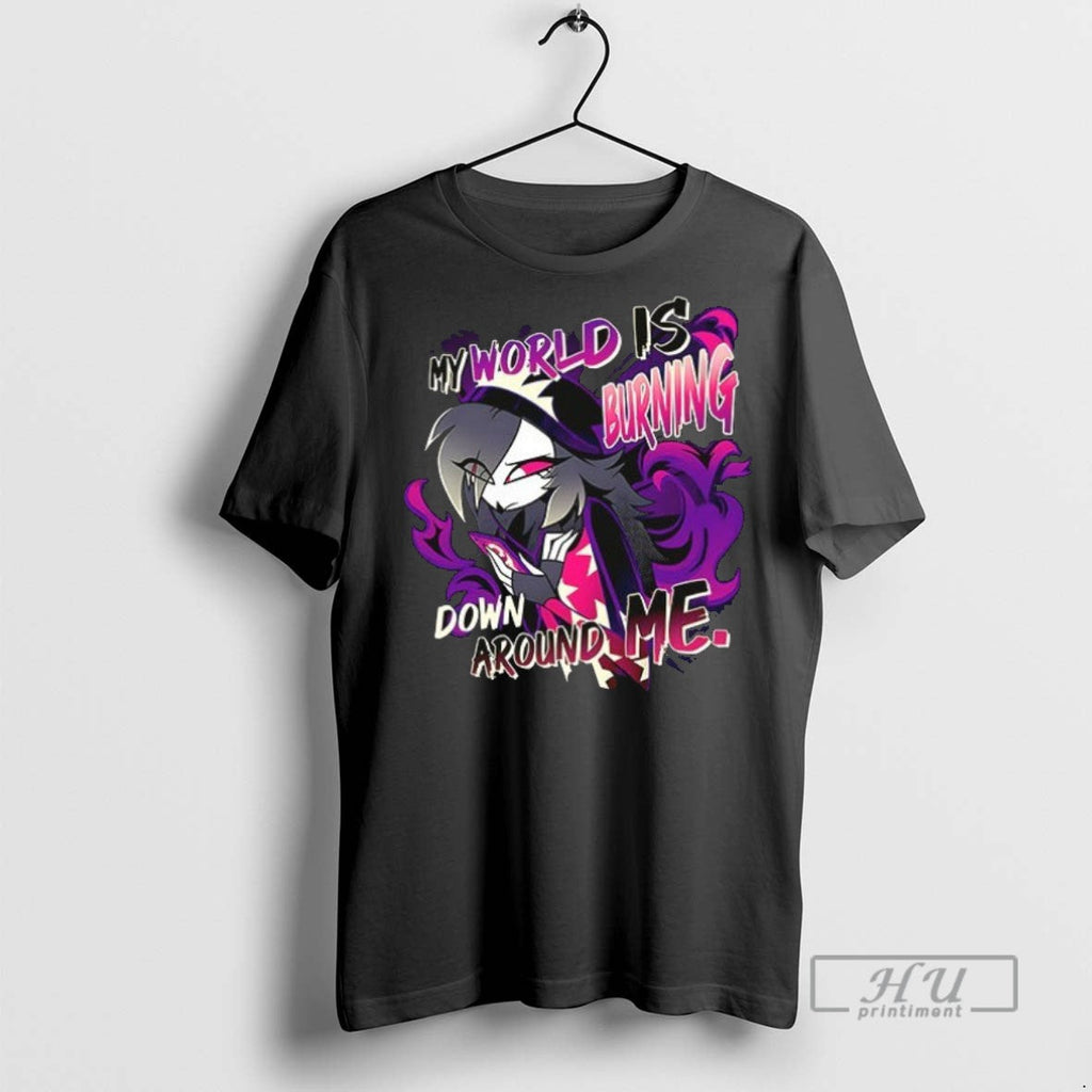 New Octavia Helluva Boss My World Is Buring Down - Adult & Kids T-Shirts, Sweatshirts & Hoodies apparel design preview 1