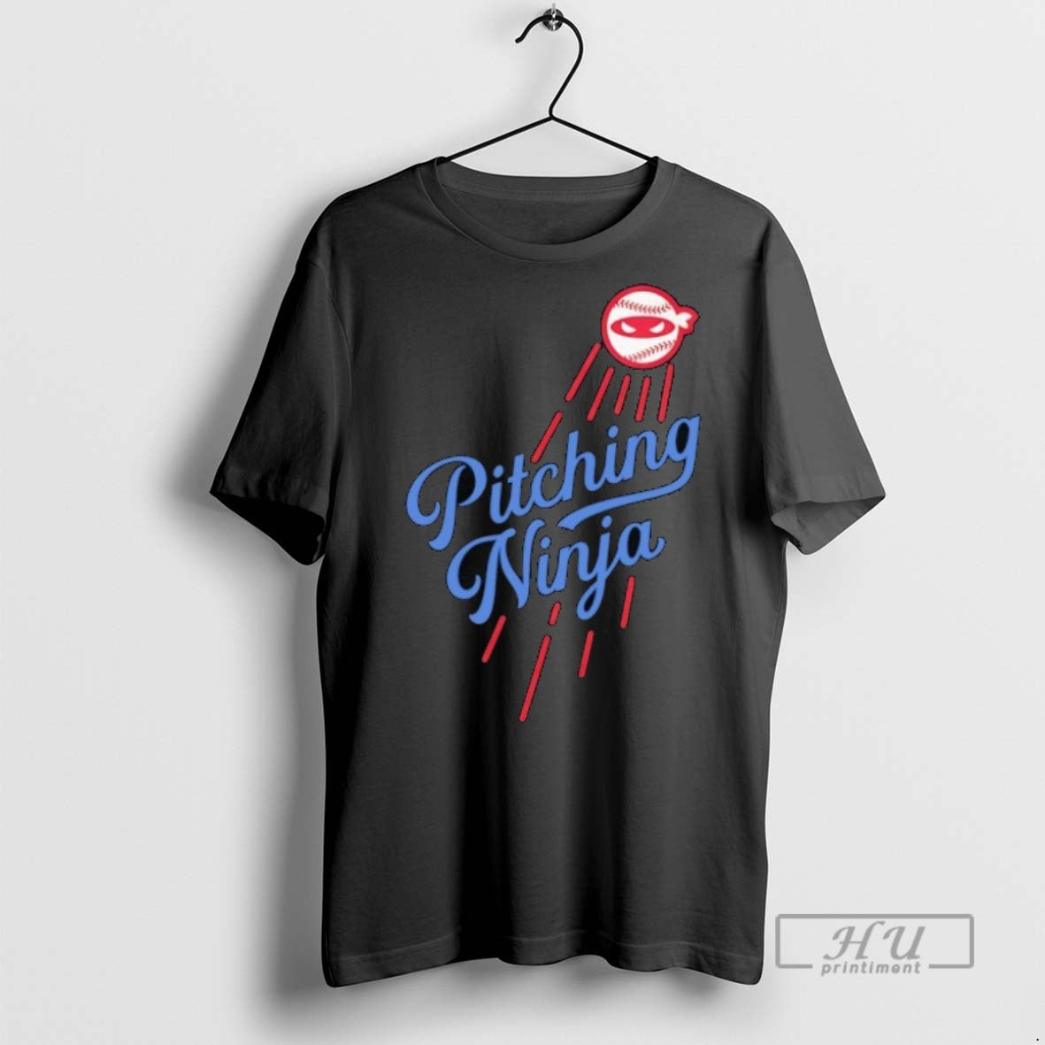 New Pitching Ninja Los Angeles Dodgers Baseball - Adult & Kids T-Shirts, Sweatshirts & Hoodies apparel design preview 1
