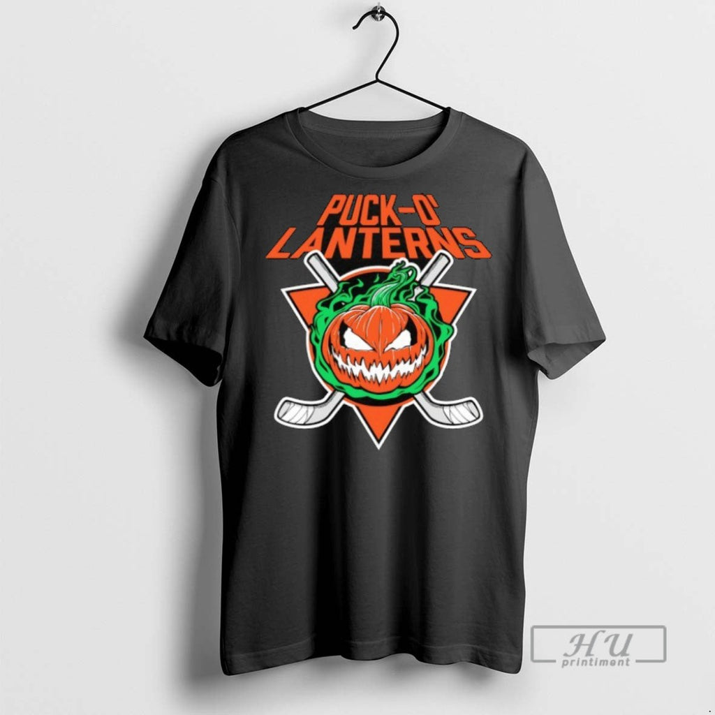 New Puck O Lanterns Pumpkin Hockey Halloween - Adult & Kids T-Shirts, Sweatshirts & Hoodies apparel design preview 1