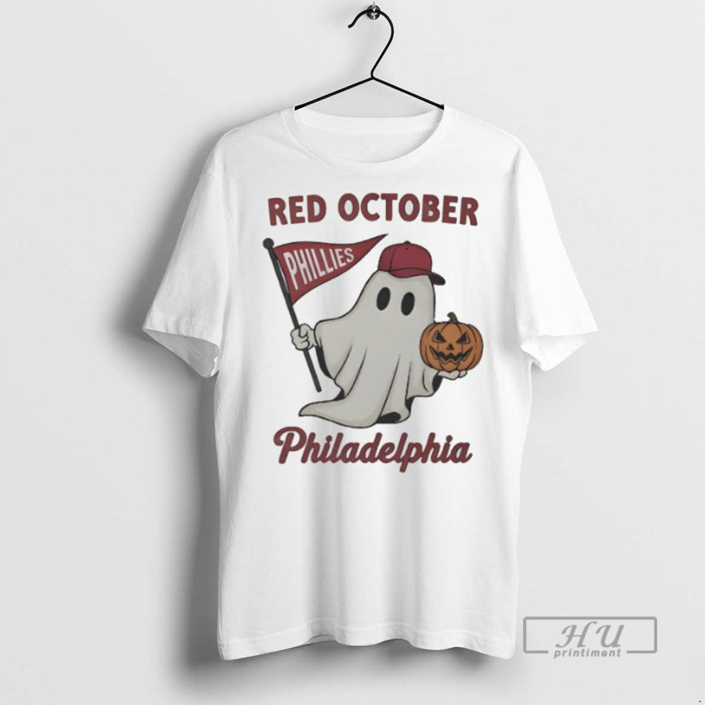 New Red October Philadelphia Phillies Ghost Halloween - Adult & Kids T-Shirts, Sweatshirts & Hoodies apparel design preview 1