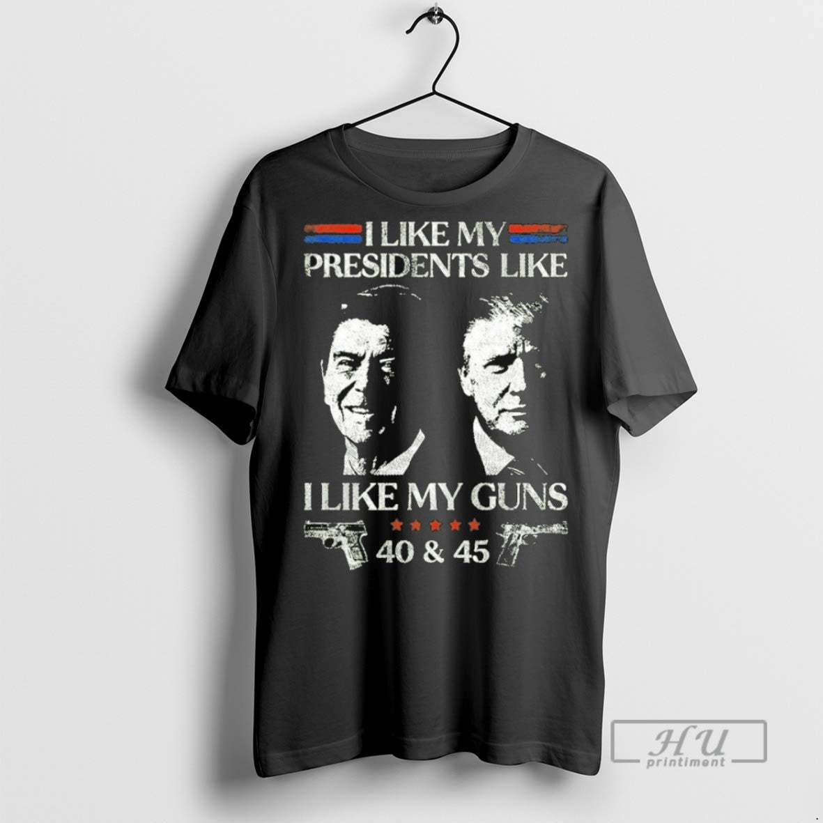 New Ronald Reagan And Trump I Like My Presidents Guns - Adult & Kids T-Shirts, Sweatshirts & Hoodies apparel design preview 1