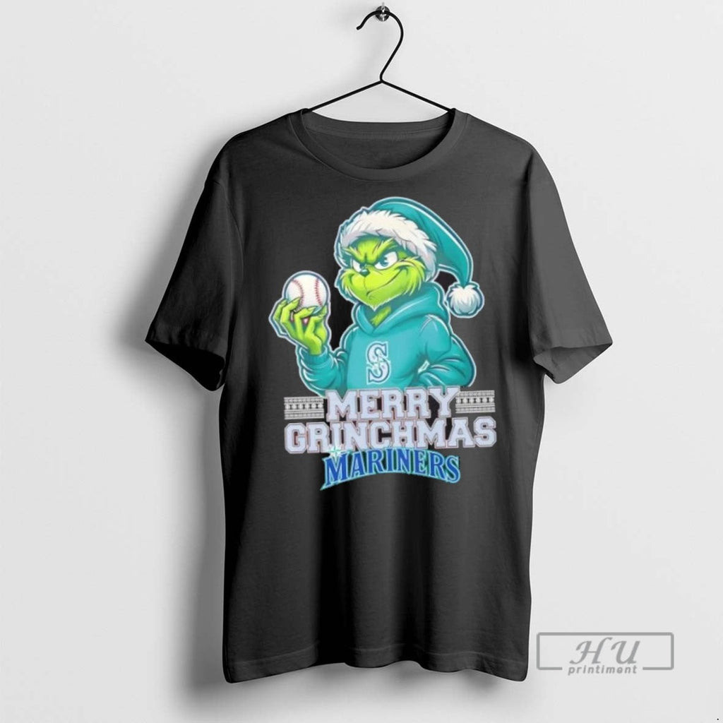 New Seattle Mariners Merry Grinchmas - Adult & Kids T-Shirts, Sweatshirts & Hoodies apparel design preview 1