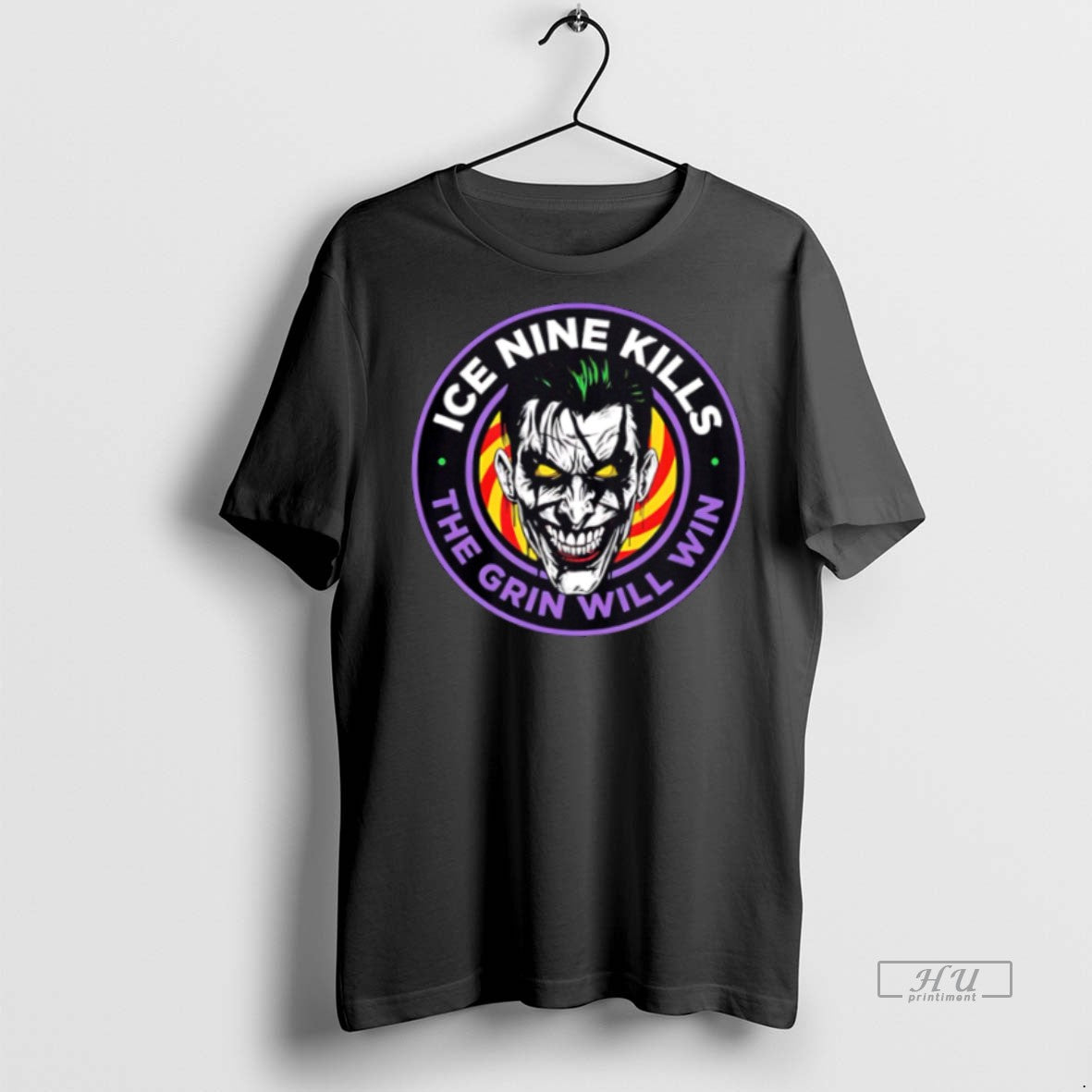 New The Laugh Track Joker Face Horror Grin Will Win - Adult & Kids T-Shirts, Sweatshirts & Hoodies apparel design preview 1