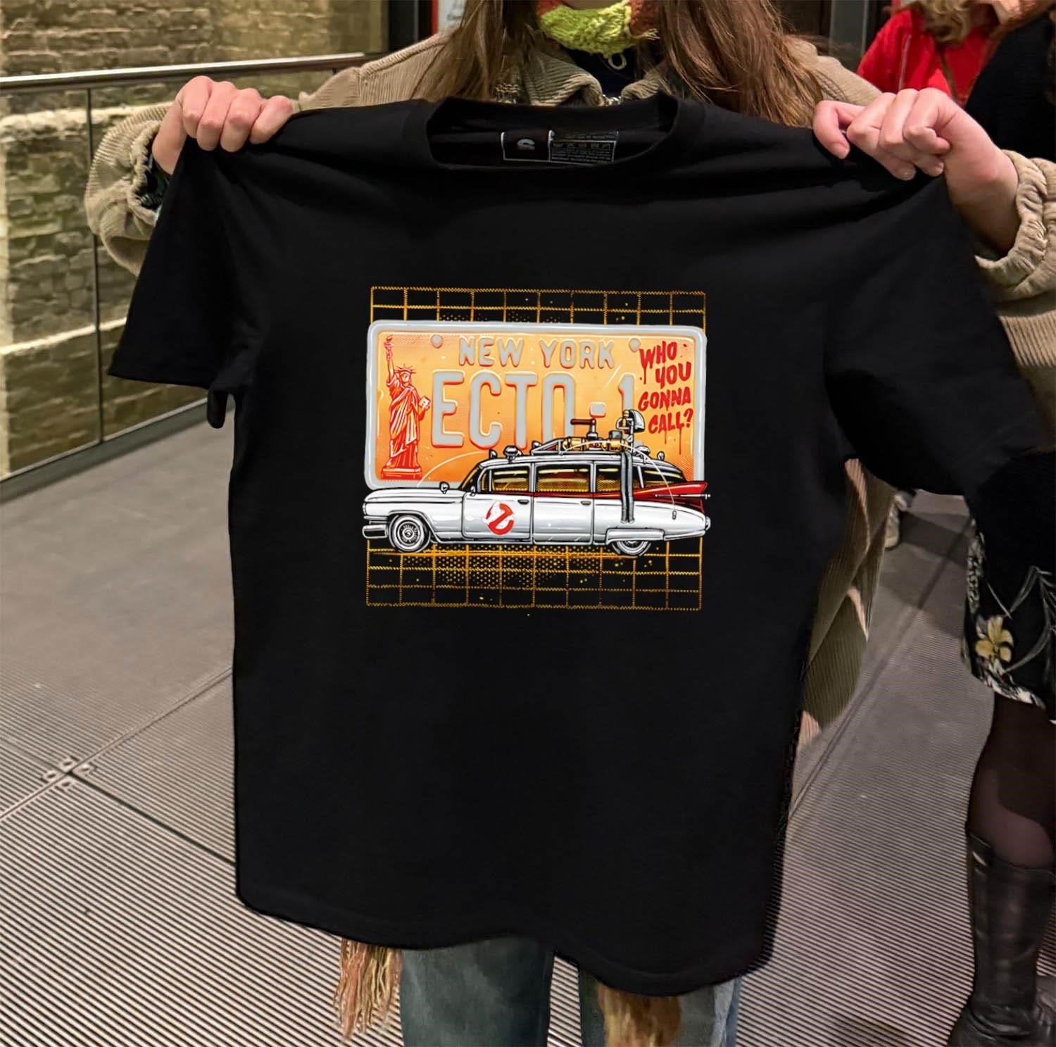 New York Ecto-1 Who You Gonna Call Ghostbusters - Adult & Kids T-Shirts, Sweatshirts & Hoodies apparel design preview 2