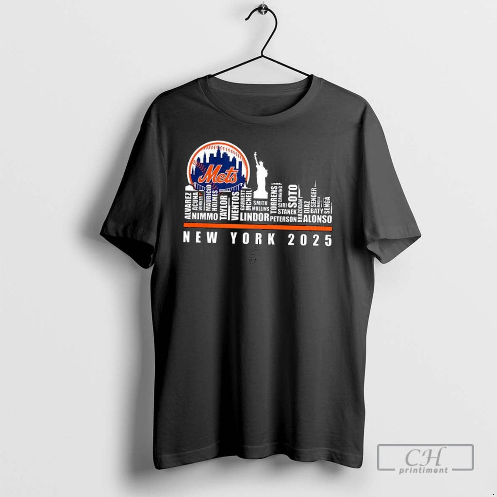 New York Mets 2025 Name City Skyline - Adult & Kids T-Shirts, Sweatshirts & Hoodies apparel design preview 1