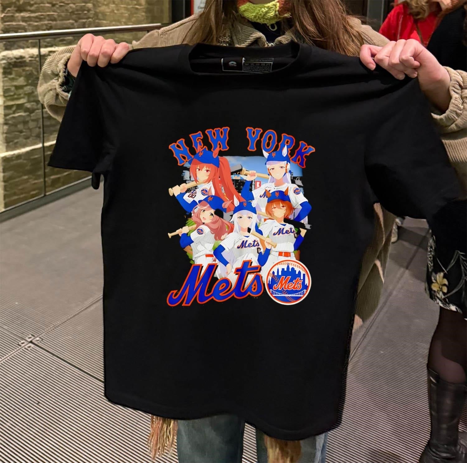 New York Mets Anime Girls Baseball Team Fan Graphic - Adult & Kids T-Shirts, Sweatshirts & Hoodies apparel design preview 2
