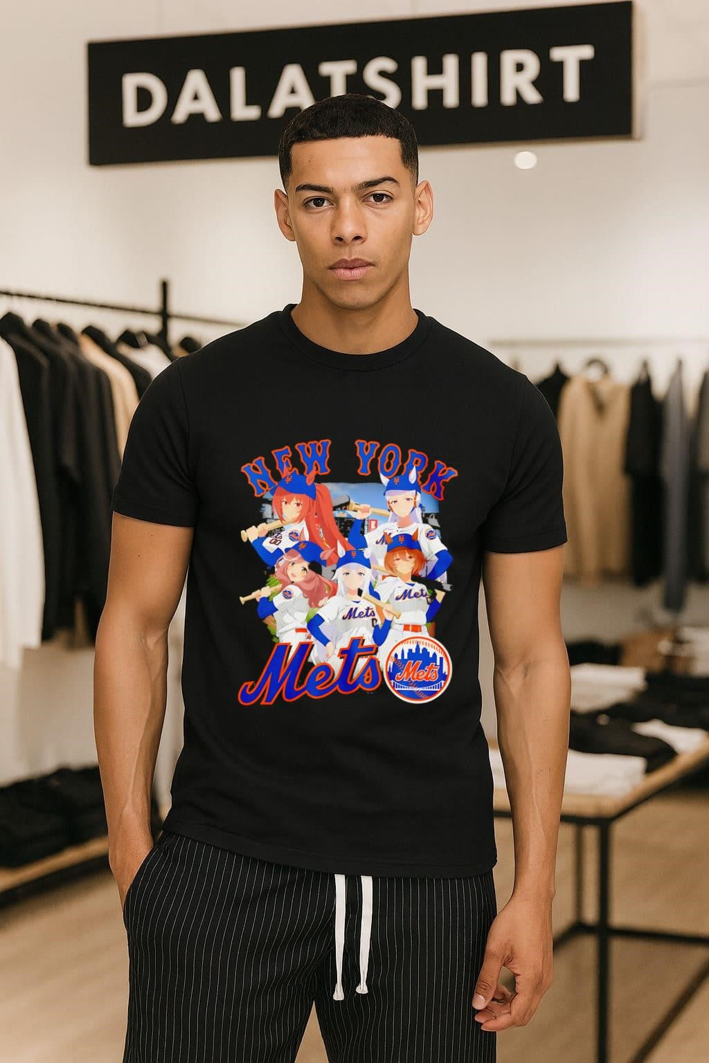 New York Mets Anime Girls Baseball Team Fan Graphic - Adult & Kids T-Shirts, Sweatshirts & Hoodies apparel design preview 1