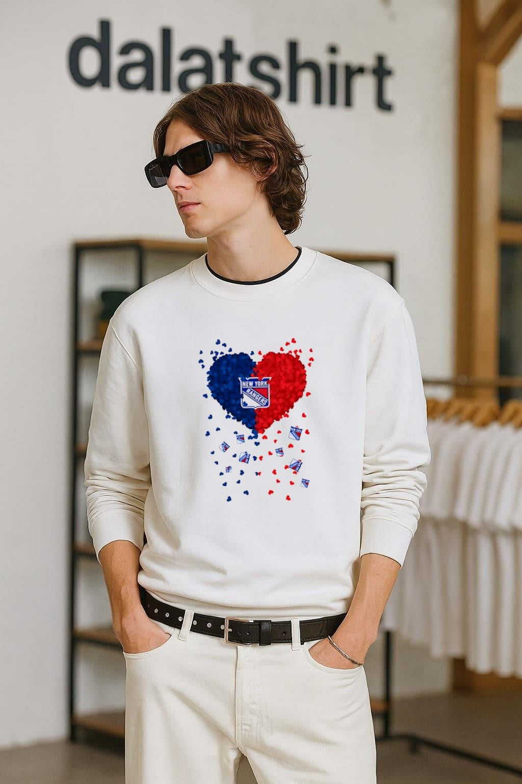 New York Rangers Blue Red Heart Logo Hockey - Adult & Kids T-Shirts, Sweatshirts & Hoodies apparel design preview 2