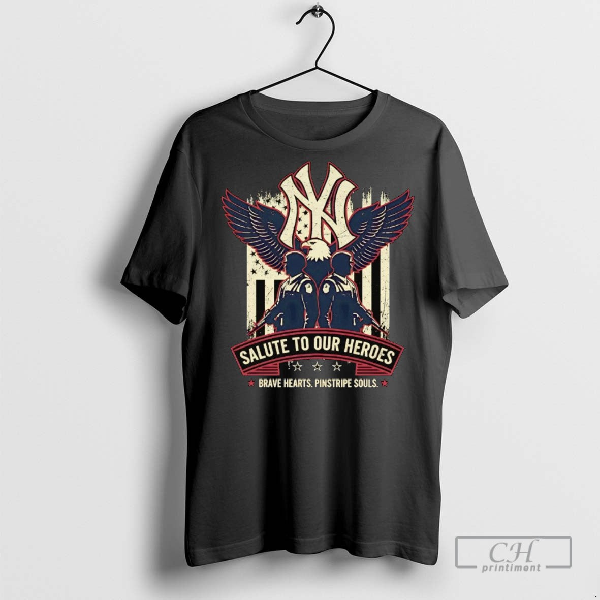 New York Yankees Salute To Our Heroes Brave Hearts - Adult & Kids T-Shirts, Sweatshirts & Hoodies apparel design preview 1